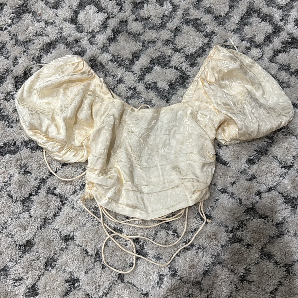 Skylar + Madison | cream satin open tie-back top